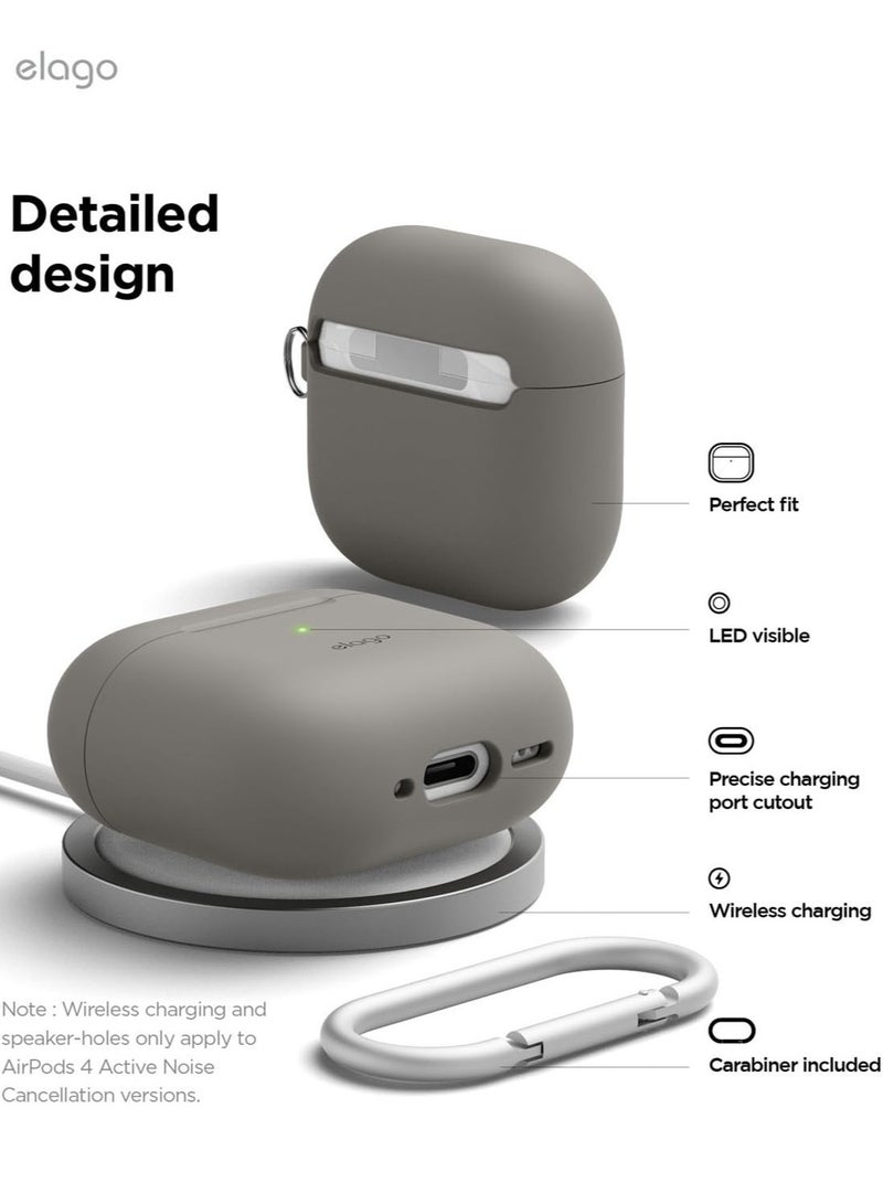 elago Silicone Hang compatible with AirPods 4 case cover (2024) with Carabiner - Medium Gray - Image 5