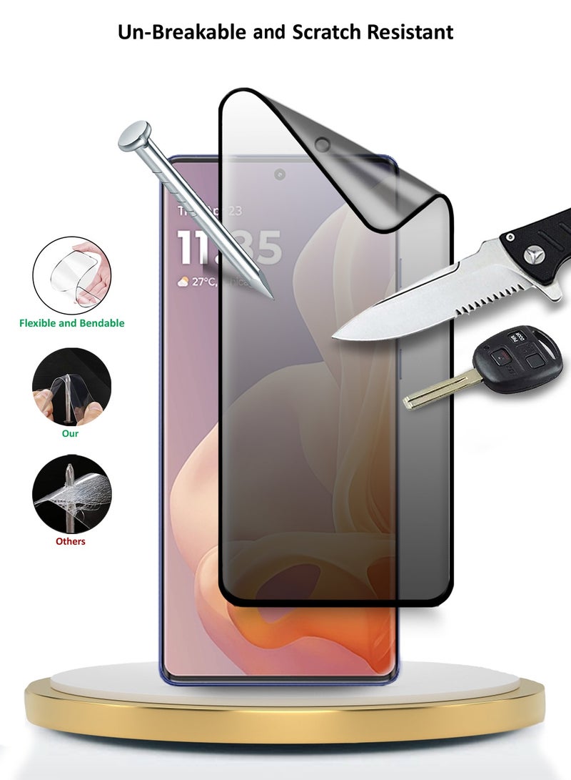 Wtech Motorola Moto G85 / Motorola Edge 50 Fusion / Motorola S50 Neo 5G 2024 Nano Ceramic Privacy Full Glue Full Cover Matte Flexible Screen Protector (MSCNMP) - Clear/Black - Image 3