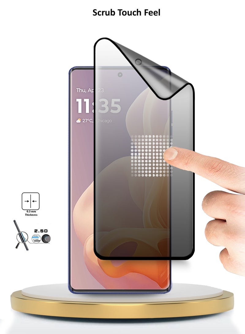 Wtech Motorola Moto G85 / Motorola Edge 50 Fusion / Motorola S50 Neo 5G 2024 Nano Ceramic Privacy Full Glue Full Cover Matte Flexible Screen Protector (MSCNMP) - Clear/Black - Image 4