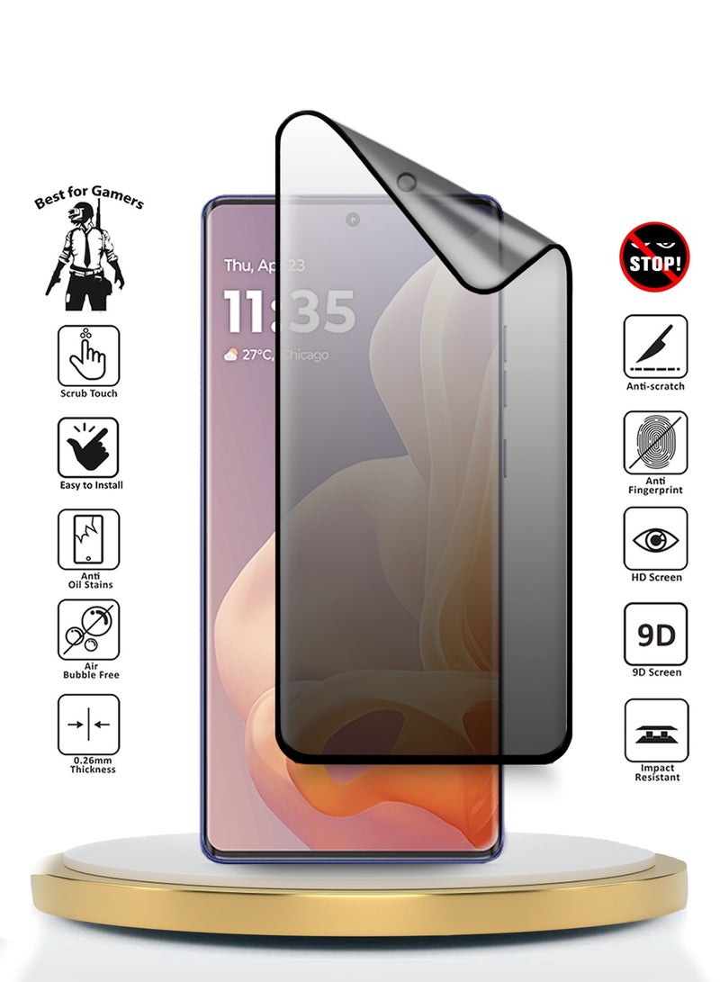 Wtech Motorola Moto G85 / Motorola Edge 50 Fusion / Motorola S50 Neo 5G 2024 Nano Ceramic Privacy Full Glue Full Cover Matte Flexible Screen Protector (MSCNMP) - Clear/Black - Image 2