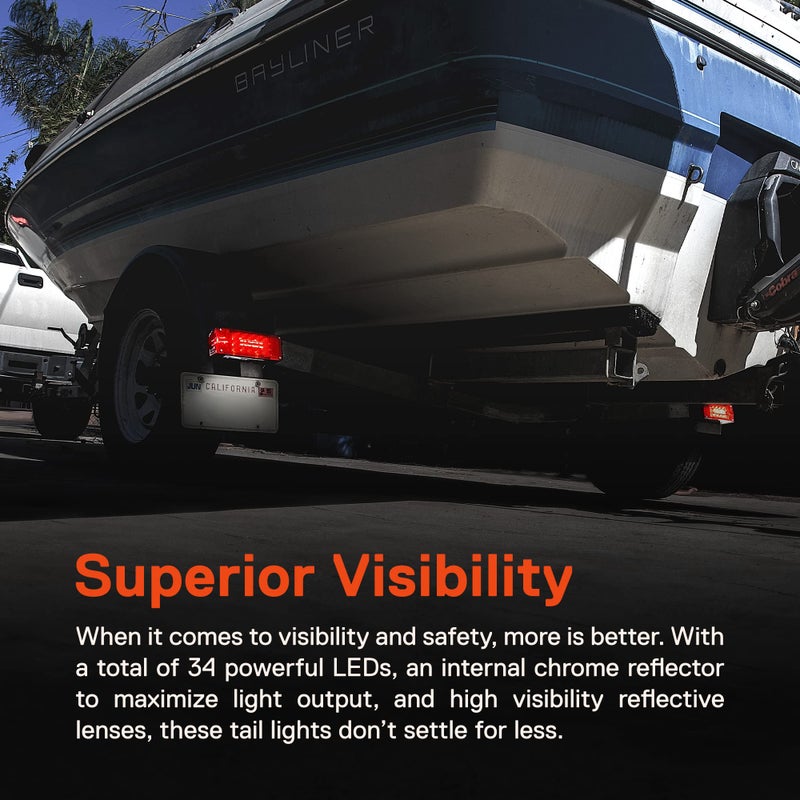 ONLINE LED STORE TRUE MODS LED Trailer Light Kit [DOT FMVSS 108 SAE STIAP2/APC/L] IP67 Submersible Waterproof License Brake Turn Signal Tail Light & 4 Pin Wiring Harness for Over 80" Motorcycle 4 Flat Bed Boat Trailer - Image 2