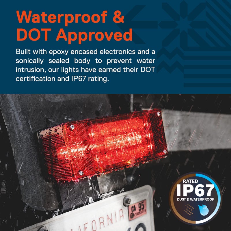 ONLINE LED STORE TRUE MODS LED Trailer Light Kit [DOT FMVSS 108 SAE STIAP2/APC/L] IP67 Submersible Waterproof License Brake Turn Signal Tail Light & 4 Pin Wiring Harness for Over 80" Motorcycle 4 Flat Bed Boat Trailer - Image 3