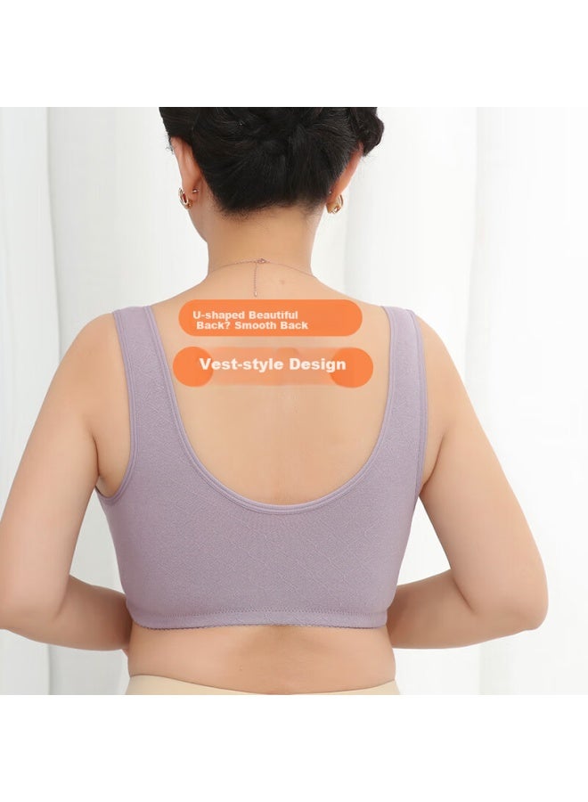 Bejirog Arctic Velvet Pure Cotton Front Button Mom Underwear Without Steel Ring Plus Size Middle-aged And Elderly Summer Bra 50-60 Years Old Birthday Gift - Image 4
