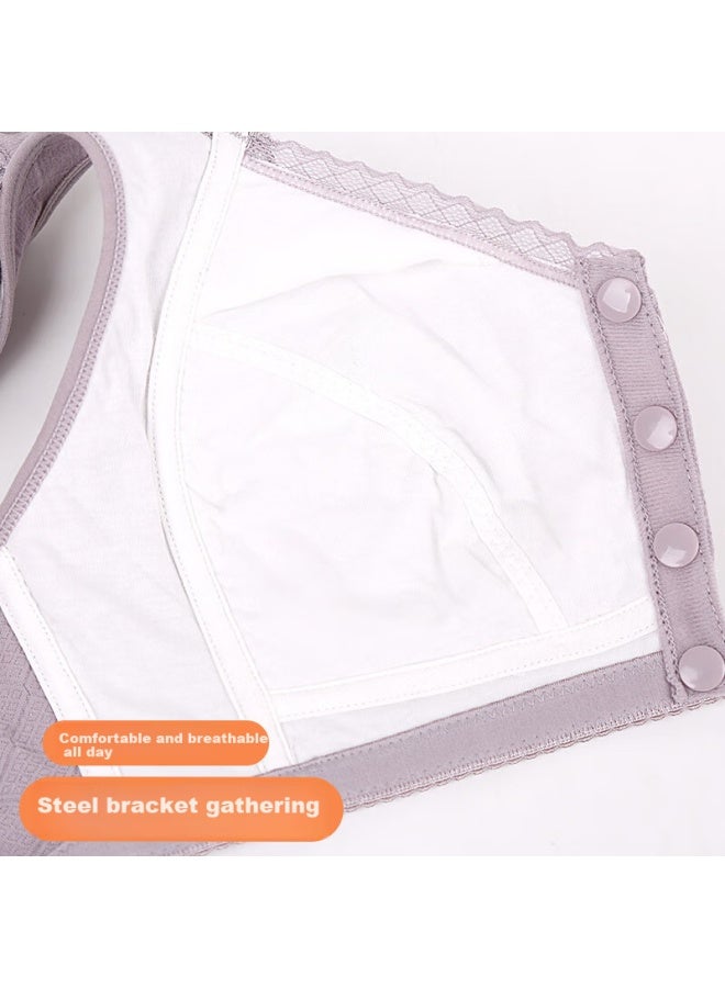 Bejirog Arctic Velvet Pure Cotton Front Button Mom Underwear Without Steel Ring Plus Size Middle-aged And Elderly Summer Bra 50-60 Years Old Birthday Gift - Image 3
