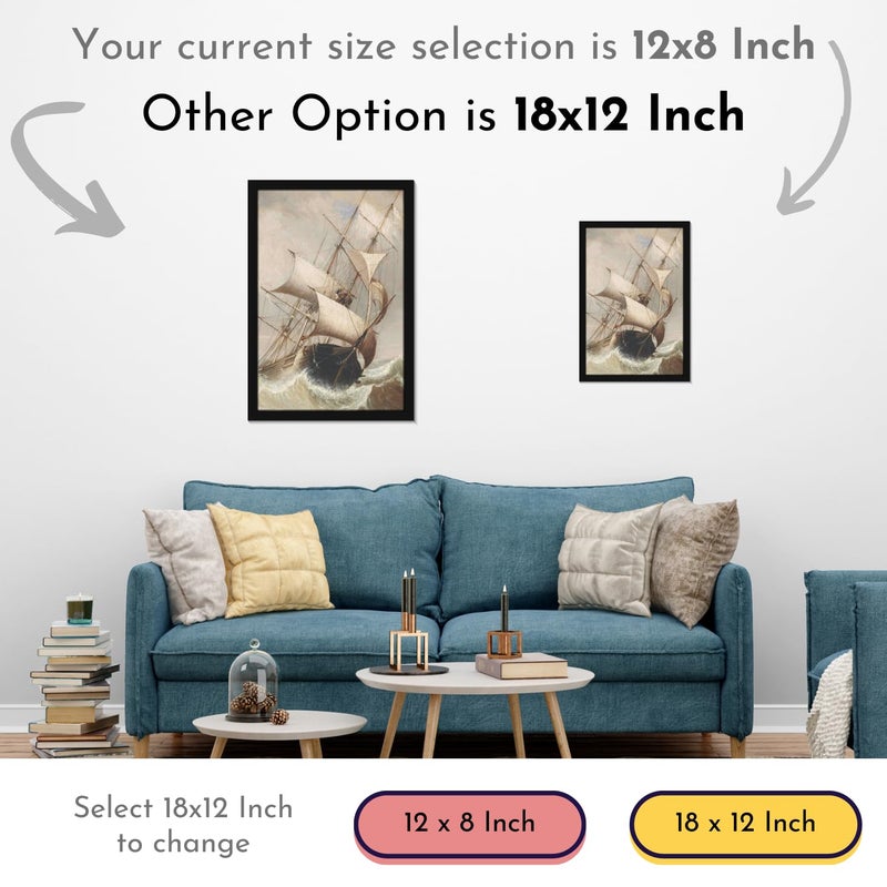 Mad Masters Ship In Ocean Scenery Painting Aesthetic Hanging Photo Frame Decorative Item Home Decoration and Wall Decor for Living Room and Bedroom MM 3240 8x12 Inch Paper Without Plexi Glass - Image 4