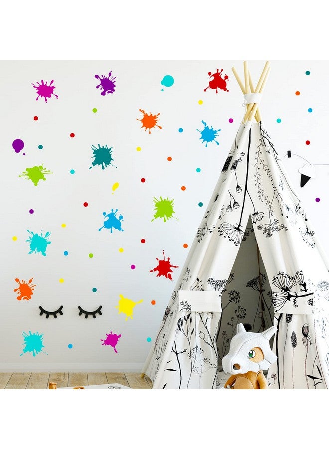 Maydahui Multicolor Paint Splatter Wall Decals Splatter Splotches Wall Sticker (47X47 Inch) Peel & Stick Removable Ink Paint Art Decor For Kids Bedroom Kindergarten Nursery Classroom - Image 3