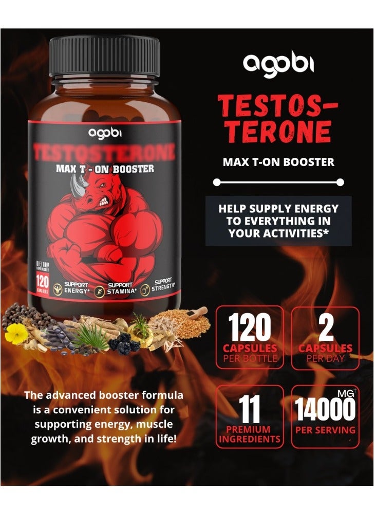 agobi Max T-ON Booster 14000mg - 120 Vegan Capsules (2 Months supply)  - Image 2