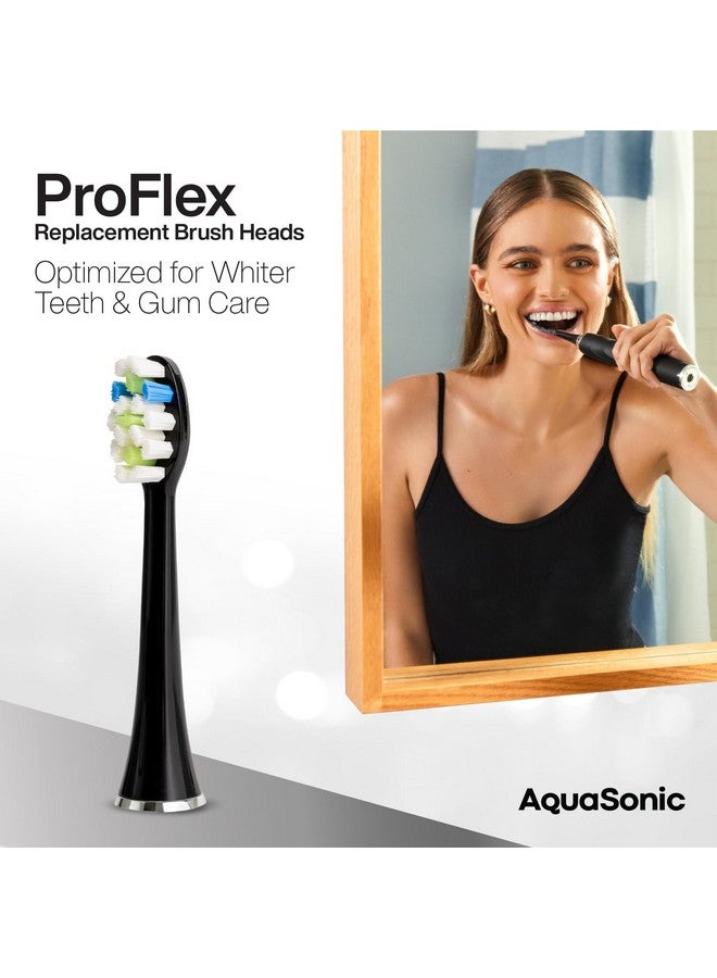 AquaSonic Proflex Replacement Brush Heads | for Whiter Teeth & Gum Care | Compatible with Many AquaSonic Toothbrush Handles (8 Pack Black) - Image 2