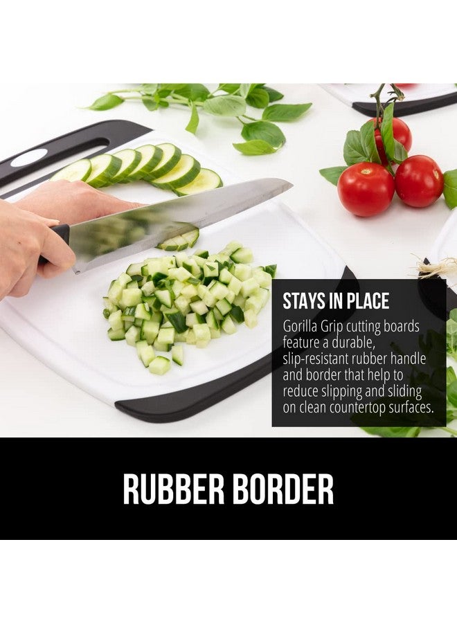 GORILLA GRIP 100% BPA-Free Reversible Kitchen Cutting Board Set of 3, Nonporous, Juice Grooves to Catch Liquid, Slip Resistant Handle Border, Dishwasher Safe, Durable Large Food Chopping Boards, Black - Image 3