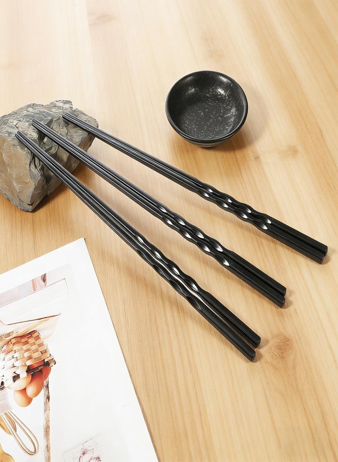 Eldraqth 3 Pairs 12.6 Inches (32cm) Long Chopsticks, Black Cooking Chopsticks Long Reusable Fiberglass Extended Chopstick For Cooking Japanese Chinese Extended Anti-Slip Chopstick For Noodles Frying Hotpot - Image 3