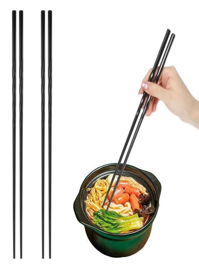Eldraqth 3 Pairs 12.6 Inches (32cm) Long Chopsticks, Black Cooking Chopsticks Long Reusable Fiberglass Extended Chopstick For Cooking Japanese Chinese Extended Anti-Slip Chopstick For Noodles Frying Hotpot - Image 1