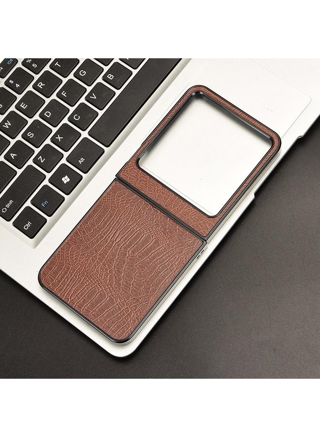 اس-توب جراب لهاتف Infinix Zero Flip بتصميم جلد التمساح مع غطاء خلفي - Image 2