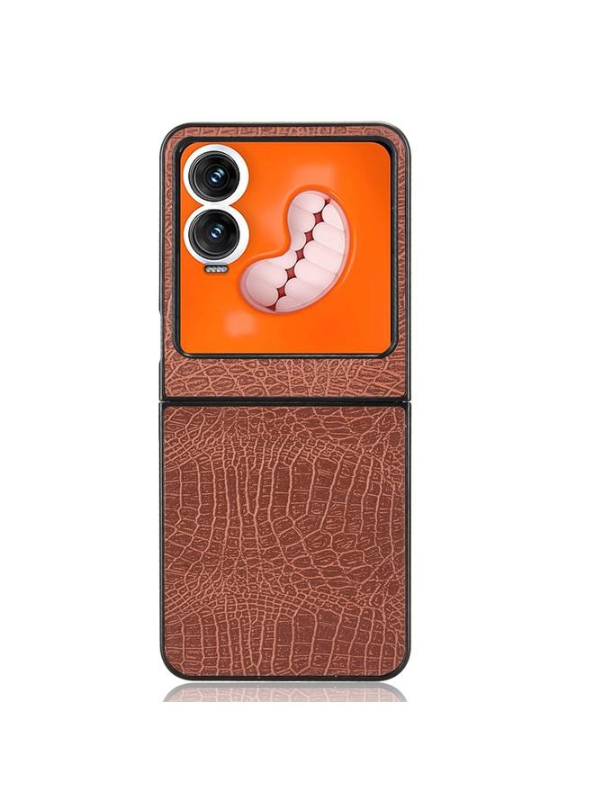اس-توب جراب لهاتف Infinix Zero Flip بتصميم جلد التمساح مع غطاء خلفي - Image 4