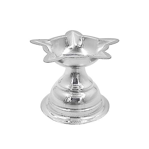 MAA SILVER Pure Silver Diya with Star Shape & Mirror Finish Perfect for Gifting and Everyday Pooja Use (925 Purity)(20 Grams Silver) - Image 1