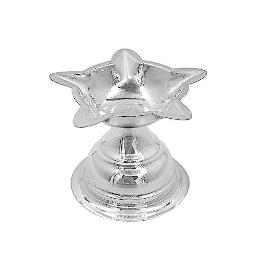 MAA SILVER Pure Silver Diya with Star Shape & Mirror Finish Perfect for Gifting and Everyday Pooja Use (925 Purity)(20 Grams Silver) - Image 2