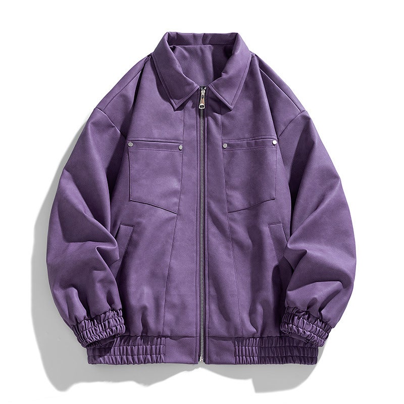 Men'S New Leather Jacket Lapel Trendy Fashion Outdoor All-Match Autumn High-End Sense Jacket Jacket Top Men - Image 2