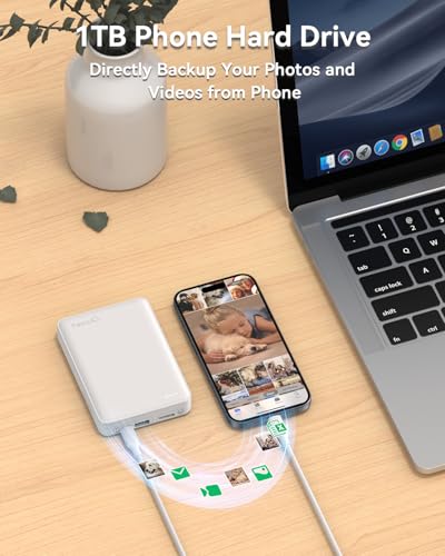 NEWQ Hard Drive for Phone & Computer: USB Flash Storage Device Photo Memory Stick for iPhone, iPad, MacBook Compatible with Apple iOS & Android Cellphone Backup Pictures, Videos, Etc - Image 2