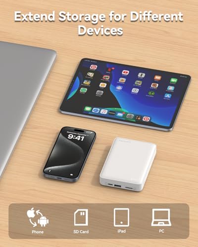 NEWQ Hard Drive for Phone & Computer: USB Flash Storage Device Photo Memory Stick for iPhone, iPad, MacBook Compatible with Apple iOS & Android Cellphone Backup Pictures, Videos, Etc - Image 5