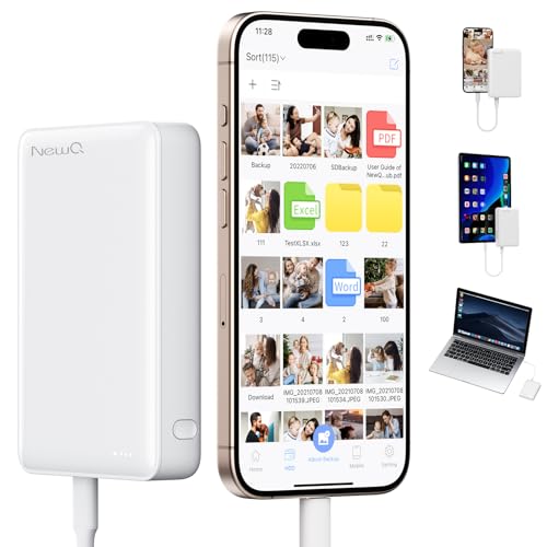 NEWQ Hard Drive for Phone & Computer: USB Flash Storage Device Photo Memory Stick for iPhone, iPad, MacBook Compatible with Apple iOS & Android Cellphone Backup Pictures, Videos, Etc - Image 1