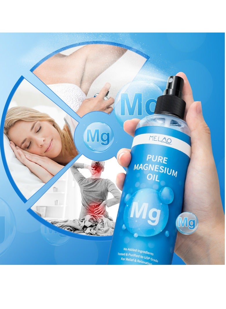 ميلاو زيت المغنيسيوم النقي بدون مكونات مضافة تم اختباره وتنقيته وفقًا لمعايير USP للتخفيف والاسترخاء، زيت المغنيسيوم، رذاذ ليلي، يقلل من الانزعاج ويعزز الصحة 300 مل - Image 3