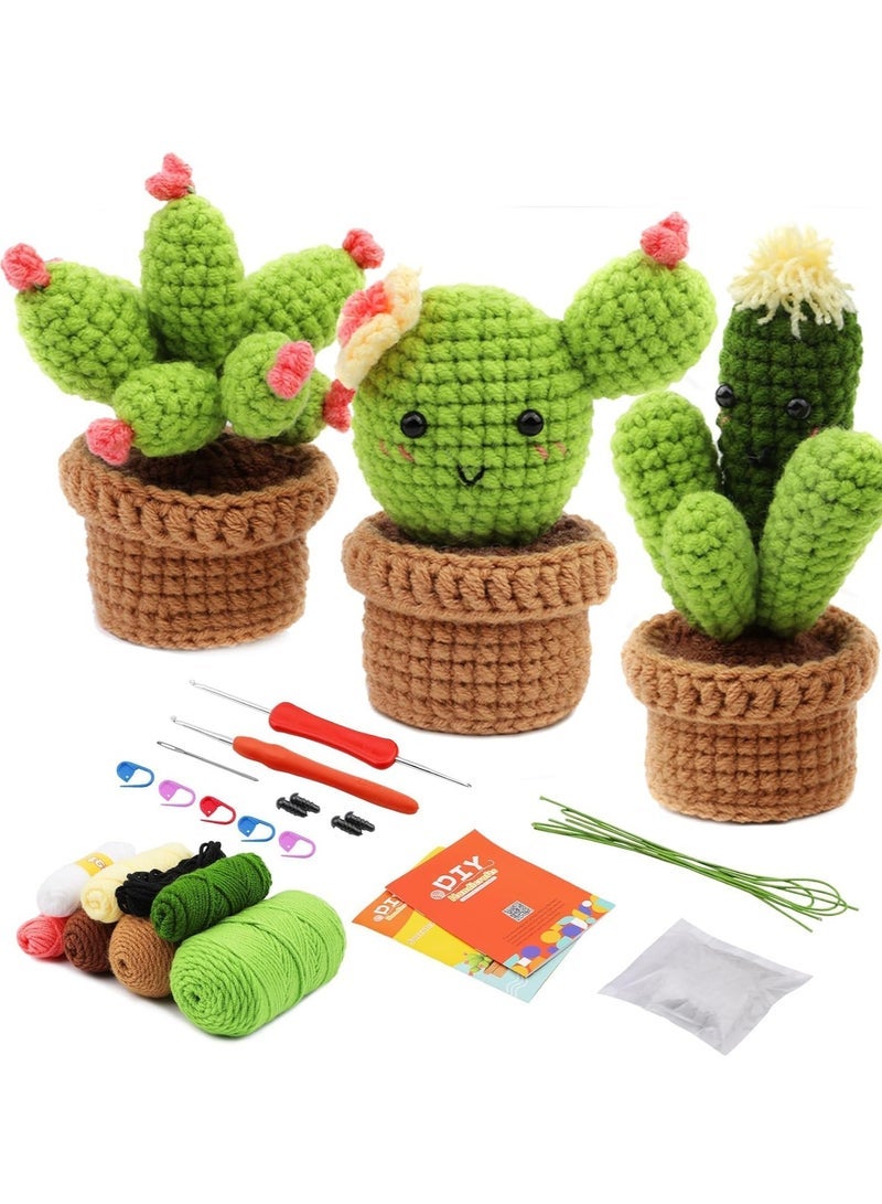 Captaintech Kit for Beginners, Starter Kit, Learn to Kits Adults and Kids, with Hooks, Yarn, Polyester Fiber, Stitch Markers, Plastic Eyes Instructions - Green 3 pcs - Image 1