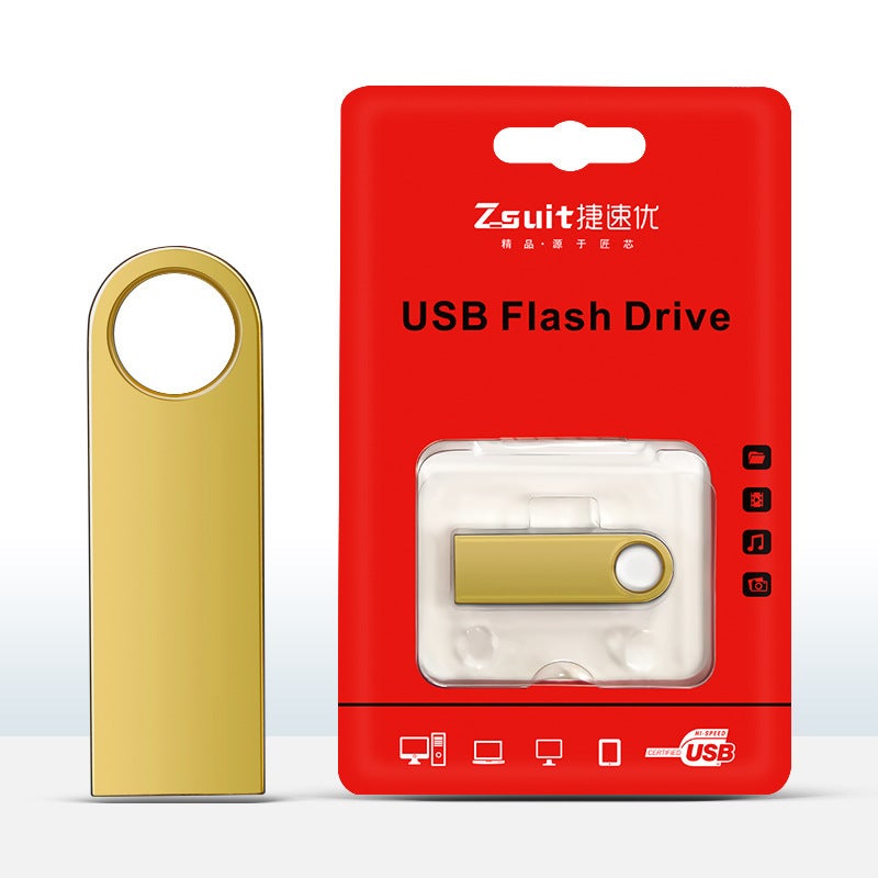 64GB Custom Logo Metal USB Flash Drives Gold - Image 1