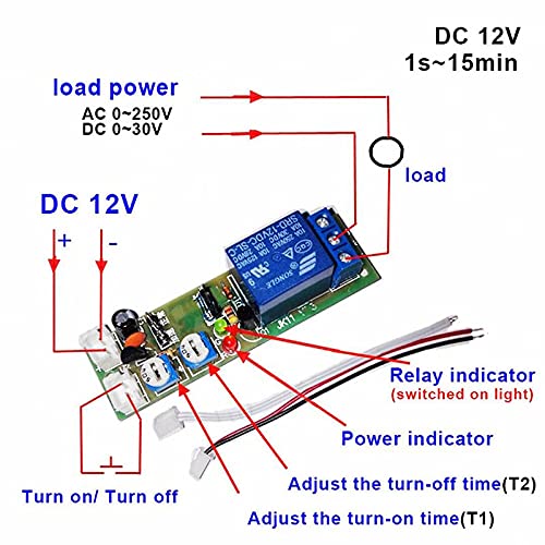 Acxico 2Pcs DC 12V Infinite Cycle Trigger Delay Timing Timer Relay ON Off Loop Module - Image 2