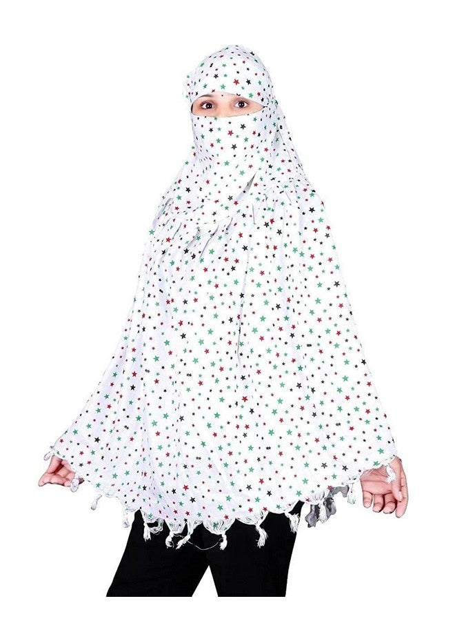 HAR GOVIND DADA Women Stylish Hand Printed White Cotton Scarf, Full face UV Sun Rays Protection Scarf Universal Size for Women and Girls, Cotton Scarf Cum Mask scarves  - Image 4