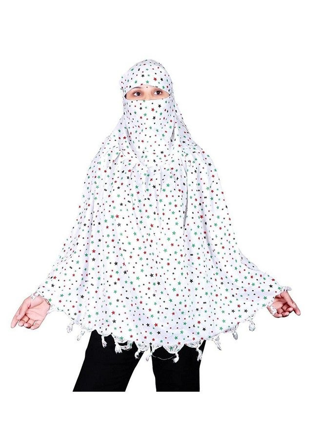HAR GOVIND DADA Women Stylish Hand Printed White Cotton Scarf, Full face UV Sun Rays Protection Scarf Universal Size for Women and Girls, Cotton Scarf Cum Mask scarves  - Image 1