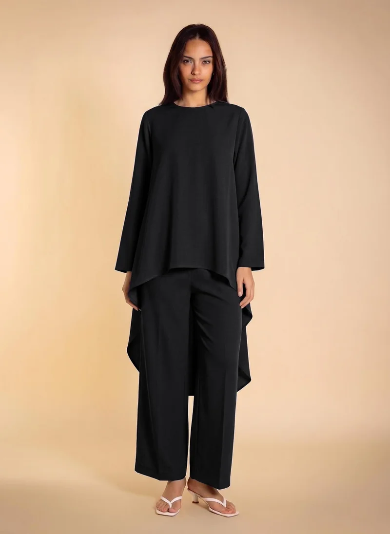 شايبس ASYMMETRICAL COTTON BLEND FLOWING TOP SET