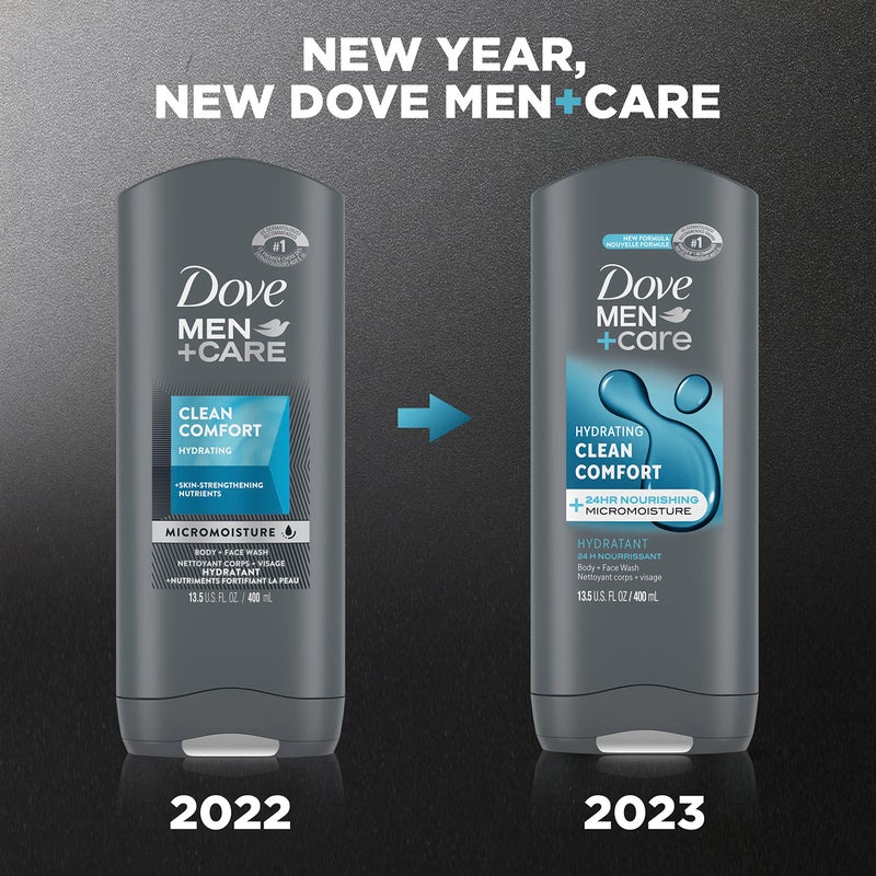 Dove Men+Care Body and Face Wash Hydrating Clean Comfort Body Wash for Men with 24-Hour Nourishing Micromoisture Technology 13.5 oz - Image 2