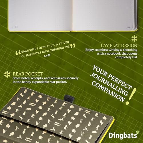 Dingbats* Notebooks Dingbats* Earth Dotted Writing Journal Notebook A5 - Vegan Leather Hardcover - Ideal for Work, Travel - Pocket, Elastic Closure & Bookmark - Image 5