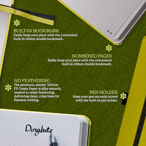 Dingbats* Notebooks Dingbats* Earth Dotted Writing Journal Notebook A5 - Vegan Leather Hardcover - Ideal for Work, Travel - Pocket, Elastic Closure & Bookmark - Image 3