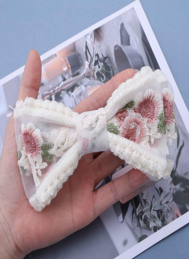 Cerun Floral Lace Bow Hair Clip for Women and Girls | Stylish Vintage Ribbon Bowknot Hair Accessory | Non-Slip Decorative Hairpin for Thick and Thin Hair | Ideal for Daily Parties and Events (Pink) - Image 4
