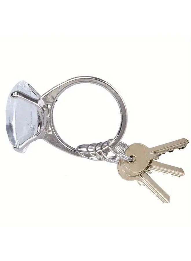 VariantValue Super Big Diamond Crystal Ring Keychain Romantic Wedding Favor Party Gift White - Image 2