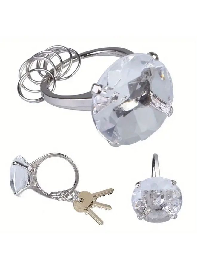 VariantValue Super Big Diamond Crystal Ring Keychain Romantic Wedding Favor Party Gift White - Image 1