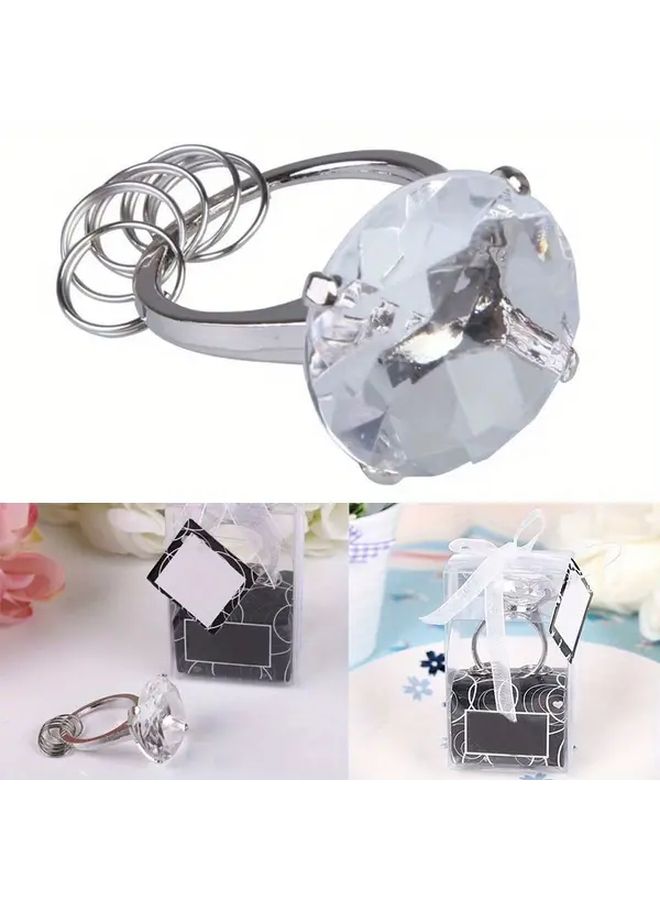 VariantValue Super Big Diamond Crystal Ring Keychain Romantic Wedding Favor Party Gift White - Image 5