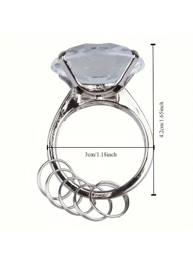 VariantValue Super Big Diamond Crystal Ring Keychain Romantic Wedding Favor Party Gift White - Image 3