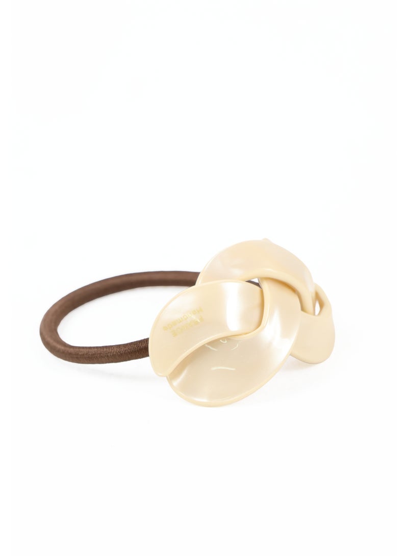 ZAAS Cream Sculptural Ribbon Hair Tie Elastic - Image 1