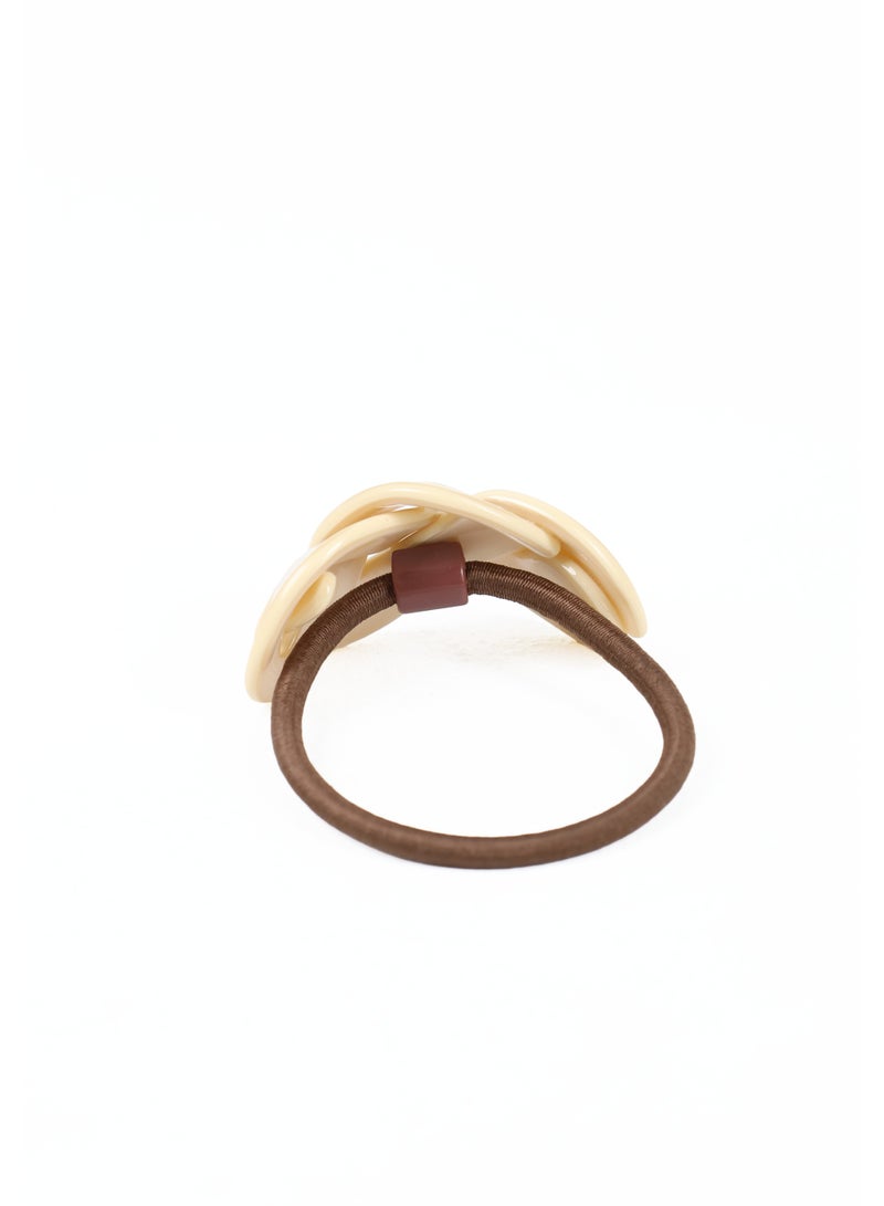 ZAAS Cream Sculptural Ribbon Hair Tie Elastic - Image 3