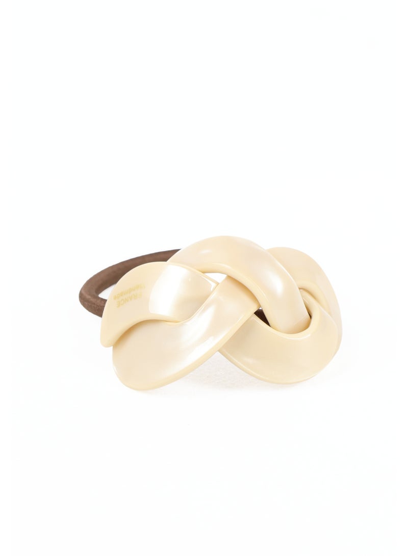 ZAAS Cream Sculptural Ribbon Hair Tie Elastic - Image 4