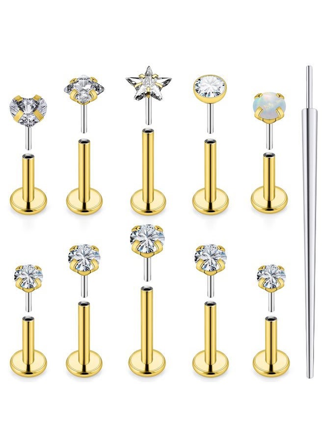 Ocptiy 20G 18G 16G Push in Theadless Nose Rings Studs Hypoallergenic Lip Labret Jewelry Flat Back Nose Stud Stainless Steel Cartilage Helix Tragus Earrings for Women Men 6mm 7mm 8mm Bars Diamond 3mm - Image 1