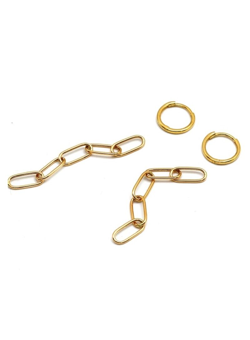 Gold Zone Real Gold Paper Clip Hanging Earring Set - Image 4