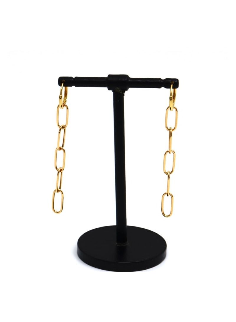 Gold Zone Real Gold Paper Clip Hanging Earring Set - Image 5
