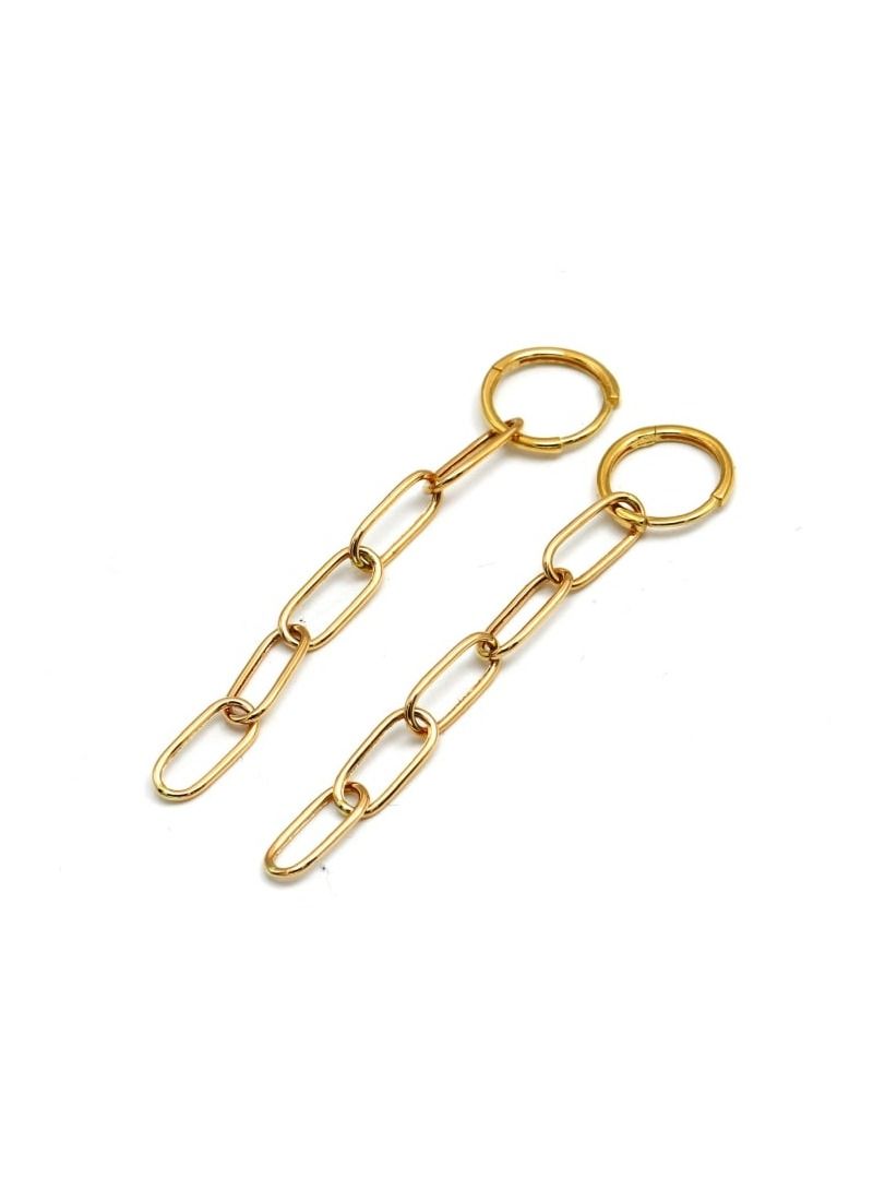 Gold Zone Real Gold Paper Clip Hanging Earring Set - Image 2