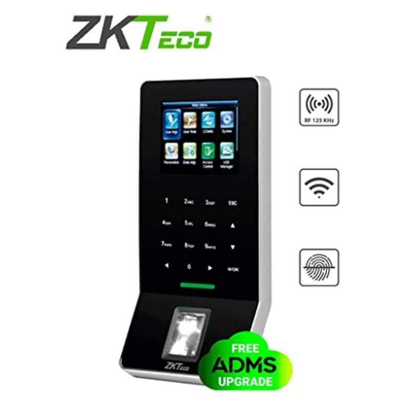 سيكرس ZKT Eco المتقدم للتحكم في الوصول المعزز F22 بمعرف بيومتري سيلكيد، 3000 بصمة، 30000 سجل، اتصال TCP/IP، RS485، يو اس بي مضيف، واي فاي، متوافق مع قارئ Fr1200 و Fr1500 و Fr1500Wp - Image 2