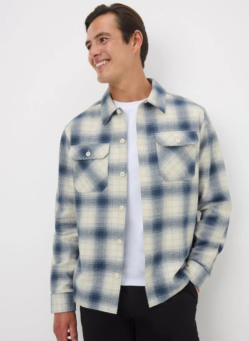 Matalan Navy Check Overshirt