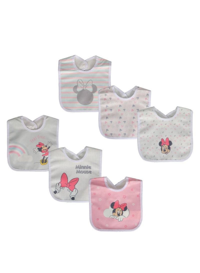 Disney Minnie Mouse Pack Of 6 Cotton Bibs - Image 3