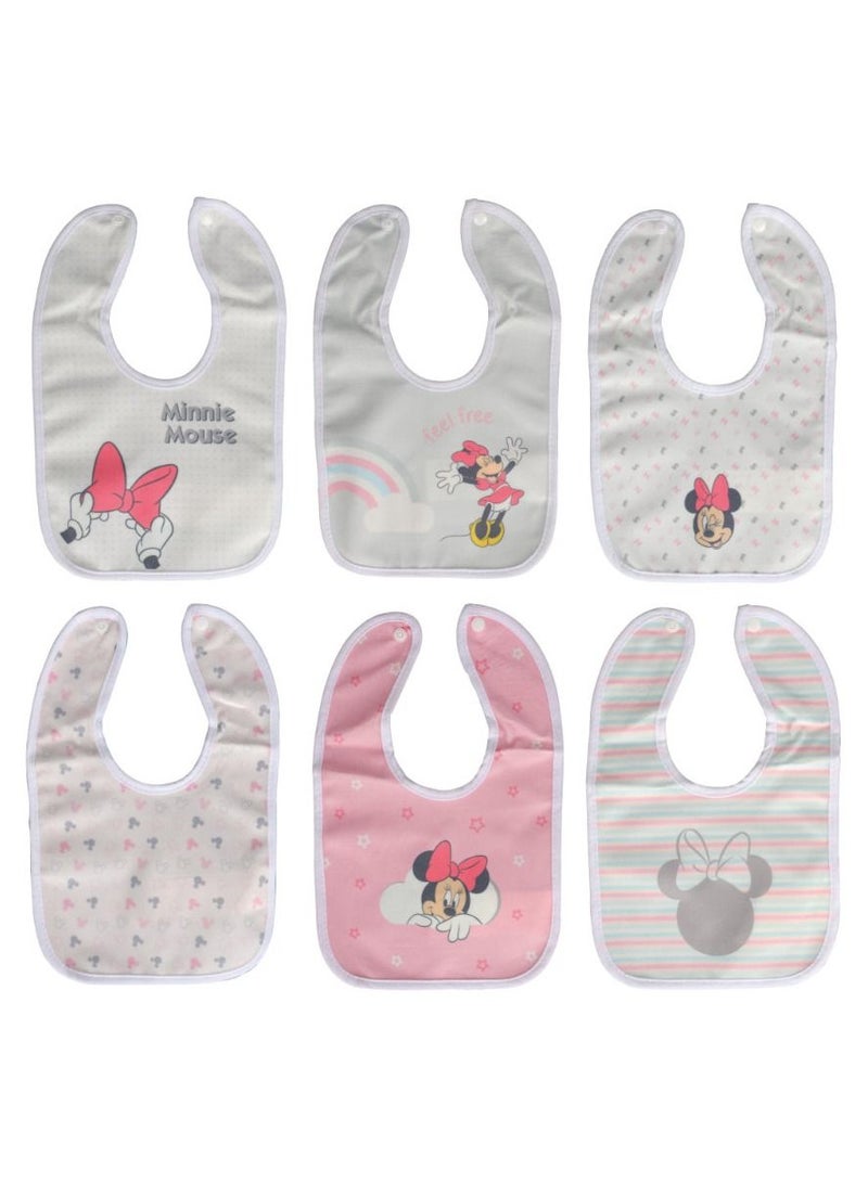 Disney Minnie Mouse Pack Of 6 Cotton Bibs - Image 1