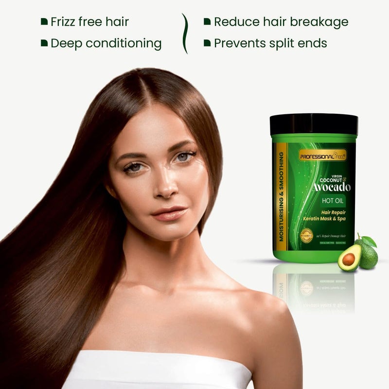 Professional Feel Virgin Coconut  Avocado Oil Hair Repair Keratin Hair Repair Mask  Spa Moisturising Smoothing Hair Spa 800 gm - Image 3